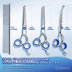 Gimars Professional 5 in 1 Grooming Scissors for Dogs 4CR with Safety Round Tip, Heavy Duty Titanium Coated Straight & Thinning & Curved Shears