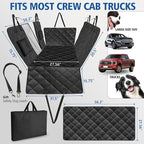 Btefd XL Hard Bottom Dog Back Seat Cover for Crew Cab Trucks with Blanket | Pet Hammock for F150, RAM1500, Sierra, Tundra, Silverado, Titan, Holds 420lbs, 45% Extender Space, Waterproof
