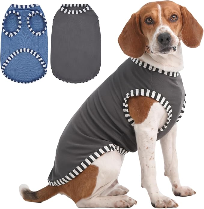 IECOii 2 Pack Dog Surgery Recovery Shirt Sleeveless Lightweight Dog Tshirt | T-Shirts with Stretch Fit,Gentle on Sensitive Skin,Anti-licking for Hot Spots,Shedding Control Tee,For Small to Giant Dogs