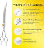 Dog Grooming Scissors, 7.5" Curved Shears, Premium Stainless Steel, Safety Rounded Tip & Ergonomic Symmetrical Handles for Dogs, Cats & Pet Trimming at Home