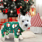 XPUDAC 4 Pieces Dog Christmas Pajamas Santa Pet Doggie Clothes Cute Dog Pajamas Red Green Pjs, 3XL