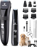 M&M STAR Dog Grooming Kit, Quiet Dog Clippers for Grooming Heavy Thick Coats, Cordless Pet Hair Trimmer & Shaver with Paw Trimmer, Low Noise Rechargeable Clippers for Small Large Dogs Cats