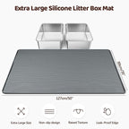Silicone Cat Litter Mat for Litter Box 50”x35” Large Cat Mat, Dark Grey | Waterproof, Non-Slip, Leak-Proof Rug Mat with Lip, Easy to Clean, Extra Large Litter Catcher Mat for Floor