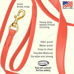Viper Biothane K9 Working Dog Leash Waterproof Lead for Tracking Training Schutzhund Odor-Proof Long Line with Solid Brass Snap for Puppy Medium and Large Dogs, 33ft Coral