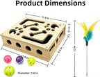 Wooden Cat Scratch Puzzle Enrichment Box, Interactive Cat Nail File Enrichment Box with Sandpaper Inside and Bell Ball, Scratch Puzzle Box for Cat Stress Free Alternative to Clippers and Grinders