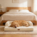 Orthopedic Washable Dog Bed for Extra Large Dogs, 53x42in, Beige | Orthopedic Foam Eases Joint Pressure, Bolsters Supports Head And Neck, Washable Pet Beds, Removable Cover, Non-Slip Bottom