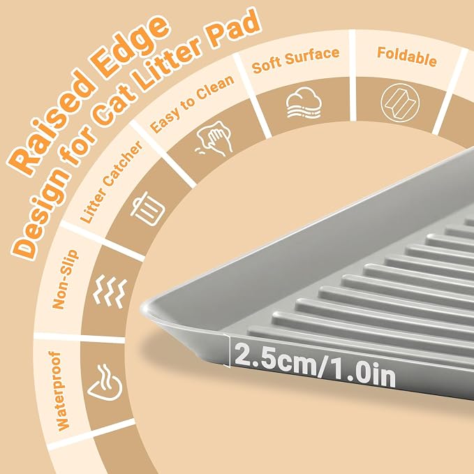 Cat Litter Box Mat-Rubber Cat Litter Mat Waterproof Silicone Pad Kitty Litter Catcher Trapping Mat Easy Clean (27'' x 20")