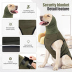 JOHNBOLIN Dog Anxiety Jacket, Dog Shirt with Turtleneck, Breathable Calming Vest, Indoor and Outdoor Separated Pet Jacket (Military Green, XXX-Large)