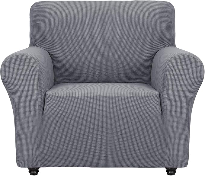 ZNSAYOTX Super Stretch Chair Slipcover Universal Sofa Chair Covers for Living Room Dogs Pet Furniture Protector Spandex Armchair Slipcovers with Anti Slip Foam Sticks (Light Grey, Chair)