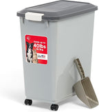 IRIS USA Dog Food Storage Container, Up to 40 lbs, Gray/Dark Gray | Made in USA, Comes with Wheels & 2-Cup Scoop, Airtight Seal, BPA-Free, Bird Seed, Cat food, Cat Litter, Treats, Pellets