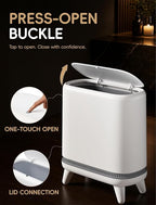 Small Bathroom Trash Can with Lid, Dog Proof Slim Press Top Garbage Can, White Plastic Narrow Waste Basket, for Bathroom Bedroom Office Raised Legs 4.8 Gal with 1 Roll 15 Trash Bags