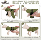 Queenmore XXS Dog Sweaters, Soft Fleece Vest Pullover Dog Jacket with Leash Hole, Warm Winter Dogs Clothes Cold Weather Doggy Dachshund Sweater for Small Dogs Cats Boy or Girl (Army Green, XXS)