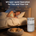 WISESKY Cat Air Purifier with Bite-Resistant Cord & Wide Grille and Tip-Over Protection | Air Purifier for Home with 360° Air Intake for Pet Hair | APP Control | Covers Up to 1644 Sq.Ft