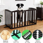 ZJSF Foldable Freestanding Indoor Dog Gate for House Wood Long Pet Gates Dog Fence for Stairs Puppy Gates for Hallways, Puppy Gate,Support Feet Included, Black, 32 "Height-4 Panels
