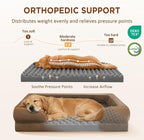 Comfort Expression Orthopedic Dog Beds for Large Sized Dog with Bolster | Waterproof Dog Couch Bed with Washable Cover & Non-Slip Bottom, Supportive Egg Crate Foam Large Pet Bed, 38x25 Inch