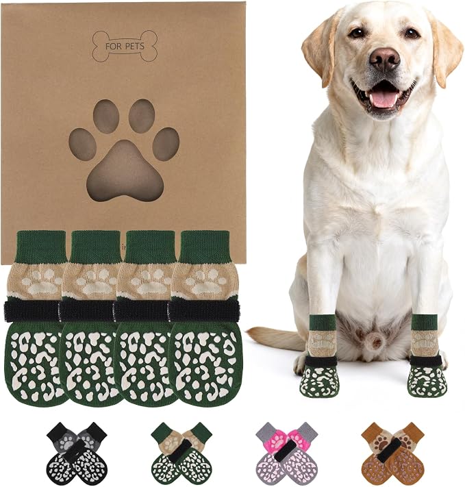 KOOLTAIL Dog Socks for Hot/Cold Pavement to Prevent Licking Paws for Hardwood Floors,Anti Slip,Pet Boots&Paw Protector with Grippers,Puppy Shoes Booties for Small Medium Large Senior Dogs