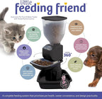 Feeding Friend® Automatic Dog & Cat Food Feeder with Water Dispenser Smart Pet Feeder with Portion Control, OLED Display, Anti Jam Design, Battery Operated Dispenser for Small XS 4-15 lbs Pets Black
