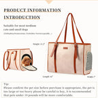 Lasaviin Fashion Dog Purse Pet Carrier Leather Bag for Small Dogs Cats Puppy, Portable Tote Bag Airline Approved Soft-Sided Carriers (Beign)
