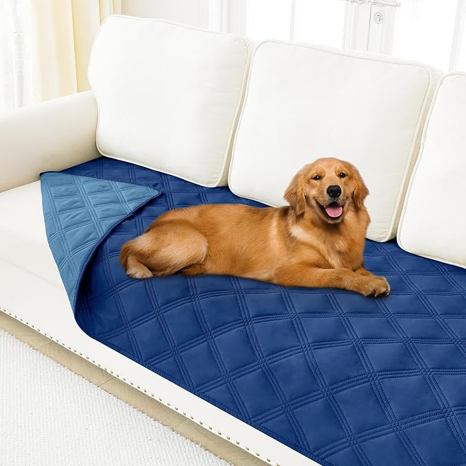Smiry Waterproof Dog Bed Cover, Reversible Pet Blanket for Sofa Couch | Soft Washable Dog Blanket, Leakproof Couch Cover for Dogs Cats & Furniture Protection, 30x95, Navy/Blue