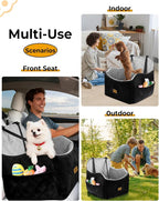 Dog Car Seat for Small/Medium Dogs, Detachable Washable Dog Booster Car Seat Under 35lbs, High-Support Memory Foam,Travel Bed with Storage Pockets