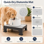 Raised Dog Fountain Stand with Absorbent Diatomite Mat, Adjustable 3.5" & 6" Dog Water Bowl Stand, Helps Keep Floors Dry, Elevated Pet Fountain Base for Dog Fountains, Feeders & Bowls(Stand Only)