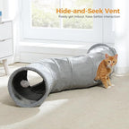 PAWZ Road Cat Tunnel S Shape Cat Tunnels for Large & Indoor Cats 51”Long | Durable, Spacious 10.5" Cat Tube with Peepholes & Dangling Ball Toy, Connected to Play Tunnels, Collapsible for easy storage