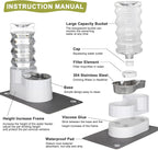 RIZZARI 8L Elevated Dog Water Dispenser: Senior Pets Filtered Hydration | Raised Stand Helps Reduce Neck Strain/Stainless Steel Bowl/Quiet Gravity-Fed Operation/for Multi-Pet Homes