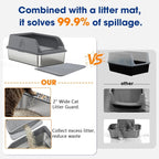Stainless Steel Cat Litter Box with Lid, Enclosed Litter Boxes XL High Sided for Kitty Big Cat and Multiple Cats, Anti-Urine Leakage | Non-Stick & Includes Cat Mat and Scoop