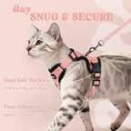 rabbitgoo Cat Harness and Leash Set, Escape Proof Vest, Light Salmon Pink | Soft Breathable Mesh, Easy Adjustable Fit, Snap Buckles, Sturdy Clip, Reflective Strips, for Medium to Large Cats Walks, M