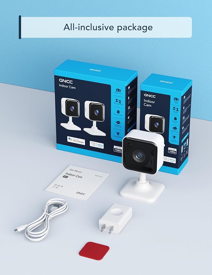 GNCC Indoor Security Camera Dog Camera 1080 PMotion Detection, Cameras for Home Security with 2-Way Audio Siren, Night Vision, Cloud & SD Card Storage, Works w/Alexa & Google Home, 2.4G WiFi(only), C2 | Cameras for Home Security with 2-Way Audio Siren,...