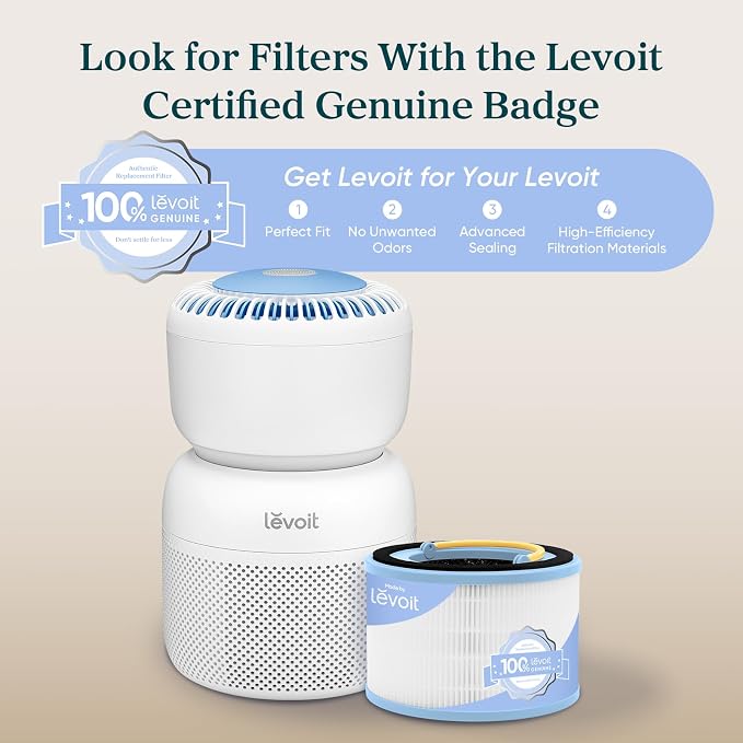 Levoit Sprout Air Purifier Replacement Filter,Genuine Air Filter,1 Pack | AHAM VERIFIDE, 3-Stage HEPA Filter, High-Efficiency Activated Carbon for Smoke,Odors, Allergens, Pollen,Dust,Pet Hair, White