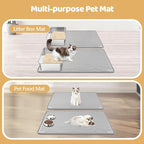Cat Litter Mat for Litter Box 2 Pack 34" x 22" Silicone Mat, Light Grey | Extra Large Cat Litter Mat Litter Trapping Mat, Non-slip, Waterproof litter box mat with Raised Edge, Pet Mat for Cat, Dog