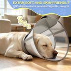 WinWeal Upgraded Soft Dog Cone Collar for Large Medium Dogs After Surgery – Adjustable Transparent Recovery Collar, Breathable Elizabethan E-Collar for Wound Healing & Anti-Licking (L, Grey)