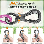 50FT Dog Tie Out Cable Lead with Shock Spring for Medium Large Dogs | Shock-Absorbing; 500LBS Tensile Strength; Strong Stainless Steel Core; 360° Swivel Locking Hook; Anti-Rust Vinyl Coating