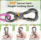 100FT Dog Tie Out Cable Lead with Shock Spring for Medium Large Dogs | Shock-Absorbing; 500LBS Tensile Strength; Strong Stainless Steel Core; 360° Swivel Locking Hook; Anti-Rust Vinyl Coating