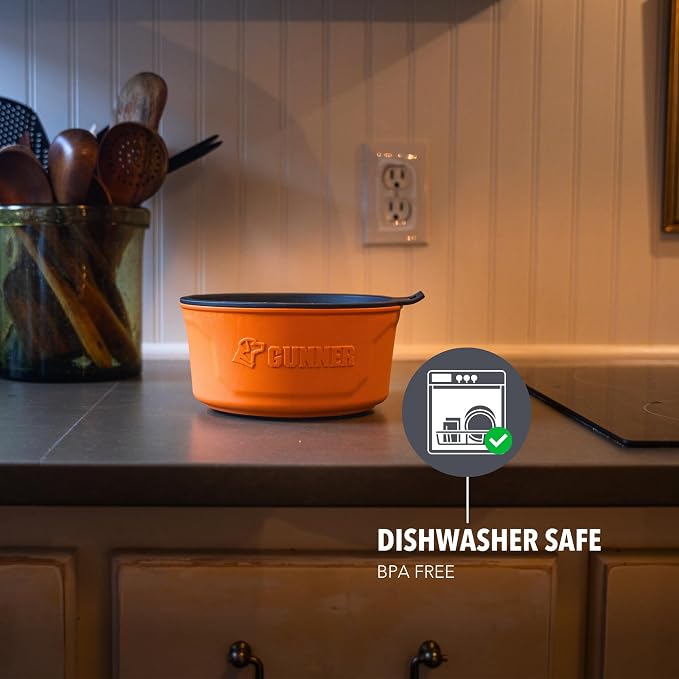 Dog Bowl with Spill-Proof Travel Lid, Orange, 7-Cup Pet Travel Bowl | Orange 7-Cup Dog Bowl, Spill-Proof Travel Lid, BPA-Free, Rust-Proof, Shock-Resistant, Stackable and Dishwasher Safe