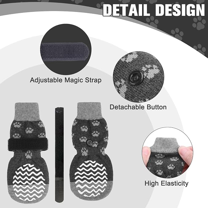 EXPAWLORER 6Pcs Anti Slip Dog Socks to Prevent Licking Paws, Dog Shoes for Hot Pavement Double Sides Dog Boots & Paw Protectors Booties for Hardwood Floors with Grippers Small Medium Large Senior Dogs