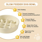 Havniva Elevated Slow Feeder Dog Bowls, Ceramic Dog Bowl Slow Feeder Set | 0.9 Cups Raised Slow Feeding Bowl for Small Breed, 6.1” Dog Water Bowl with Wooden Stand, Puzzle Dog Slow Feeder, Non-slip