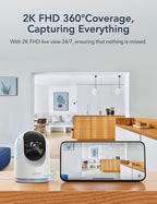 GNCC 2K Cameras for Home Security-Indoor Pan/Tilt Cameras for Baby Monitor, 2Pack
