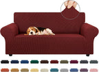 Stretch Loveseat Couch Cover, 2 Cushion Couch Slipcover,Dark Red | 1-Piece Washable Sofa Cover Pet Friendly (55"-78") Furniture Protector Soft Jacquard, Elastic Bottom for Dogs & Kids