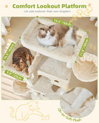 Taoqimiao 76in Cat Tree, Tall Sturdy Cat Tower for Large Indoor Cats MS046M | Easy assembly, Sturdy, Multi Level, Easy Clean, Cozy Condo, Perches, Baskets, Suitable for Kittens and Adult Cats