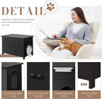 JY QAQA Cat Litter Box Enclosure,Litter Box Furniture Hidden with Barn Door,Wooden Washroom Furniture,Cat House,Fit Most of Litter Box,Black