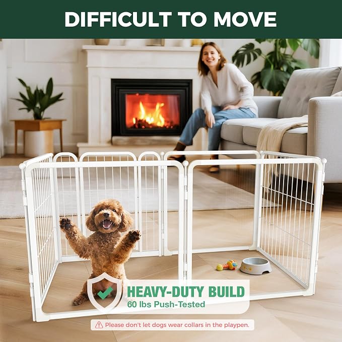 FXW AuraSpace Pro Acrylic & Wire Mesh Indoor Dog Playpen, 24" H, 6 Panels | Clear View, Heavy-duty Metal, Flexible Layouts, Easy Walk-Through, For Puppies & Small Dogs, Patented