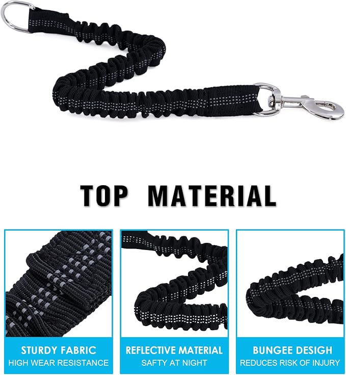 Long Dog Leash with Reflective Threads 15FT 20FT 30FT 50FT,Heavy Duty Bungee Dog Leashes for Small Medium Large Dogs,Shock Absorbing Training Leash for Walking,Hunting,Camping&Yard