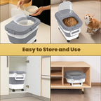 HOYTAMDAR 20-30Lbs Collapsible Rice Container,Food Storage container | Rice Storage Container with Airtight Lid,Rolling Wheels,Small Bin & Measuring Scoop,Rice Dispenser for Pet Food Rice Flour