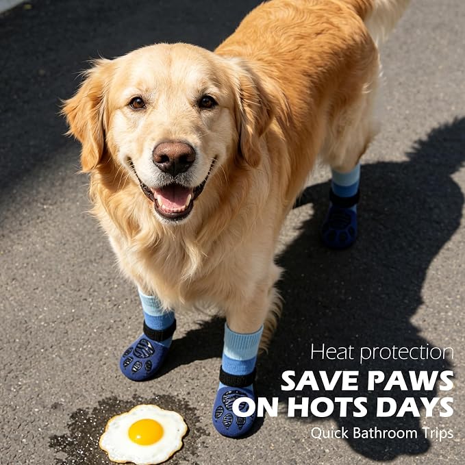 EXPAWLORER Non-Slip Dog Socks for Hardwood Floors to Prevent Licking, Dog Shoes for Hot Pavement Quick Walking, Dog Booties Boots & Paw Protectors with Grippers for Small Medium Large Senior Dogs XS