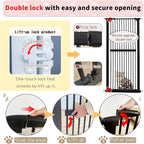 Lumizone 61.02" Extra Tall Pet Gate for Cat Dog 30.12"-59.24" Wide Black | Extra Tall Cat Gate for Doorway Hallway Stairs Pressure Mounted 1.37" Gap No Drilling Auto-Close Dual-Lock