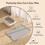 Garoopion Silicone Cat Litter Mat 24×16 inch, Easy to Clean, Gray | Waterproof Silicone Mat with Raised Edges, Catch Litter, Protect Floor from Urine, Multi-Use for Dog/Sink/Kitchen/Boots