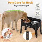 URPOWER Elevated Dog Bowls, 3-in-1 Double Deck Raised Dog Bowl Stand | 4 Height Adjustable Raised Stand with 2 Stainless Steel Food Bowls & Licking Plate for Small, Medium & Large Dogs