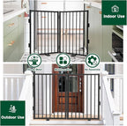 Snagle Paw Full Metal Freestanding Dog Gate,Indoor Dog Gate with Floor Protect Support Feet, 40x24Inches Foldable Dogs Barrier for Stairs, Hallways and Doorways (24'' H 2 Panel, Black)
